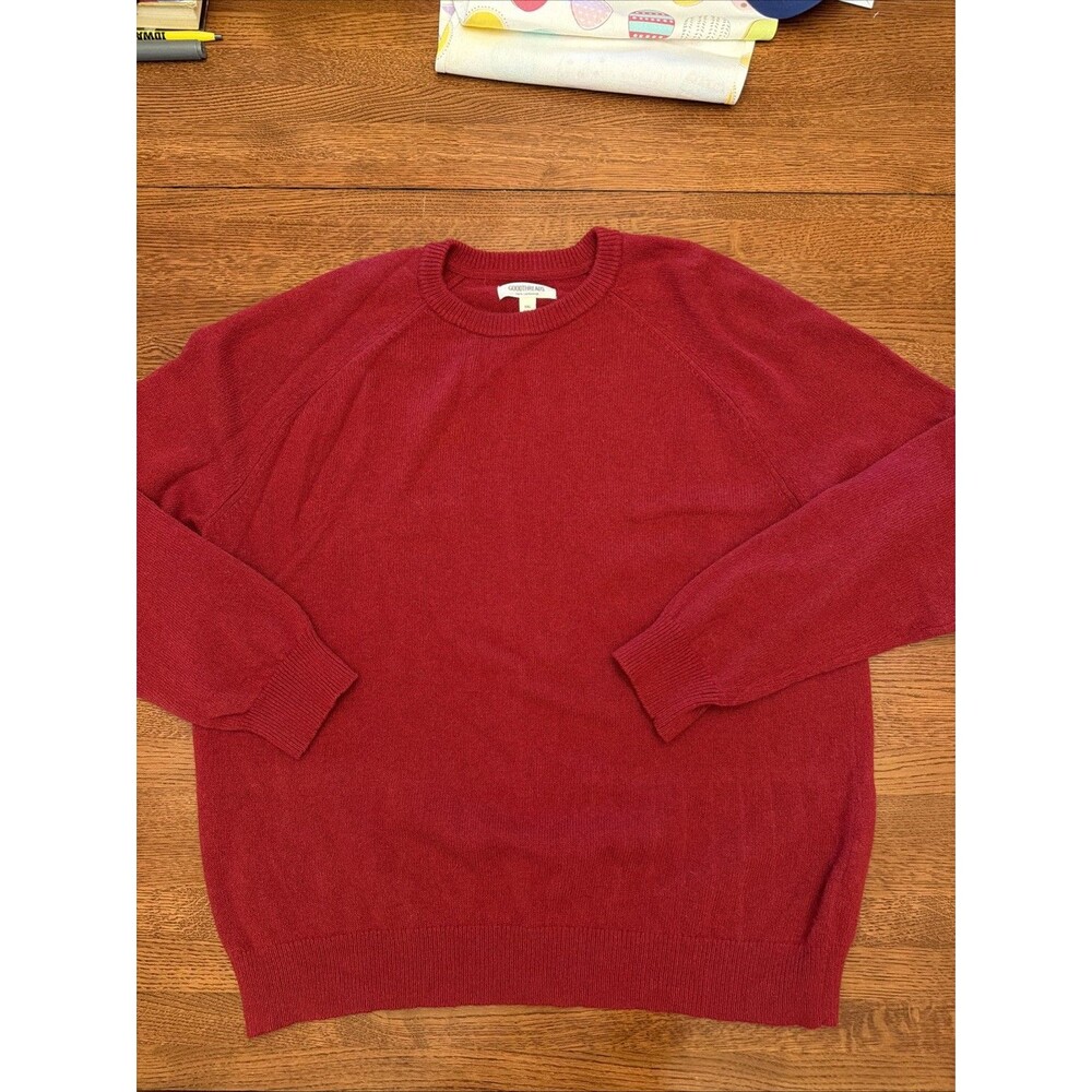 Goodthreads XXL Sweater 100% Lambswool Crewneck Raglan Sleeve Red Knit